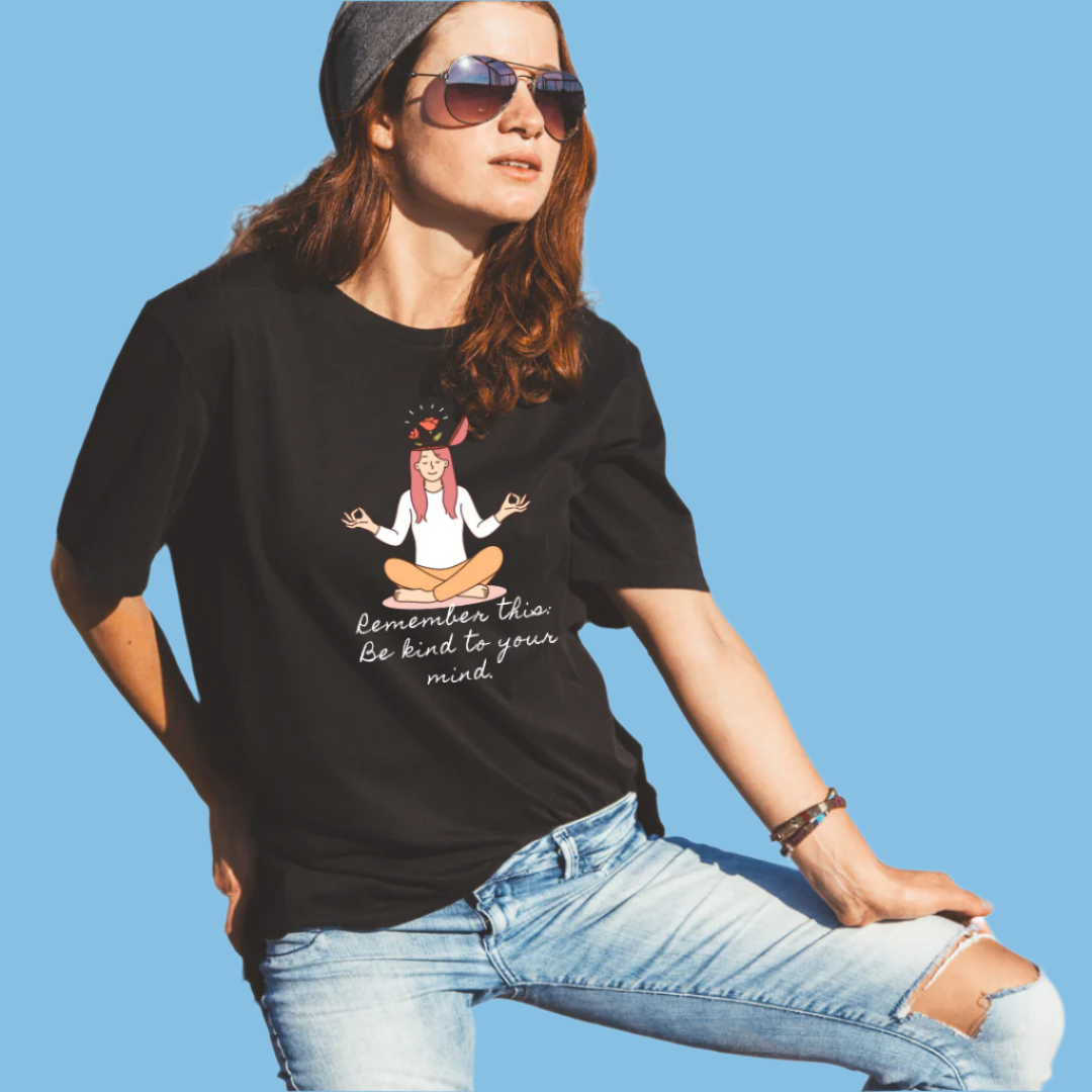 Mindfulness Meditation T-Shirt, Be Kind to Your Mind Quote, 100% Cotton Graphic Tee, Summer Collection