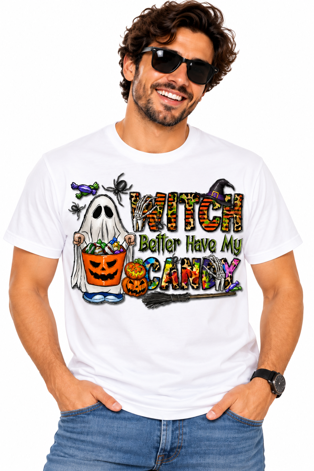 Halloween Graphic T-Shirt for Men, Women & Kids | Unisex Ghost & Pumpkin Tee – Multiple Colors