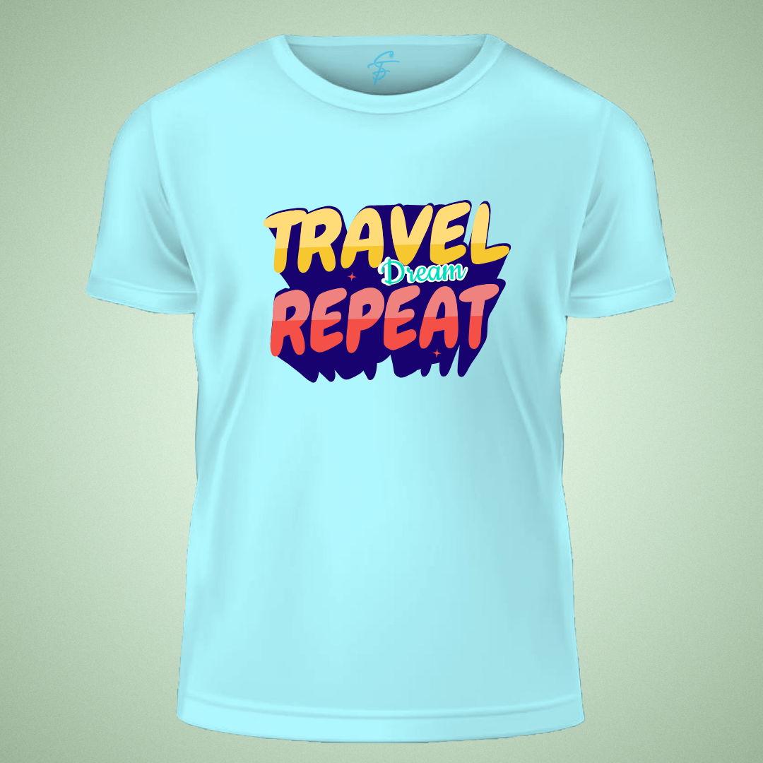 TRAVEL DREAM REPEAT, T-Shirt, 100% Cotton, Travel Collection