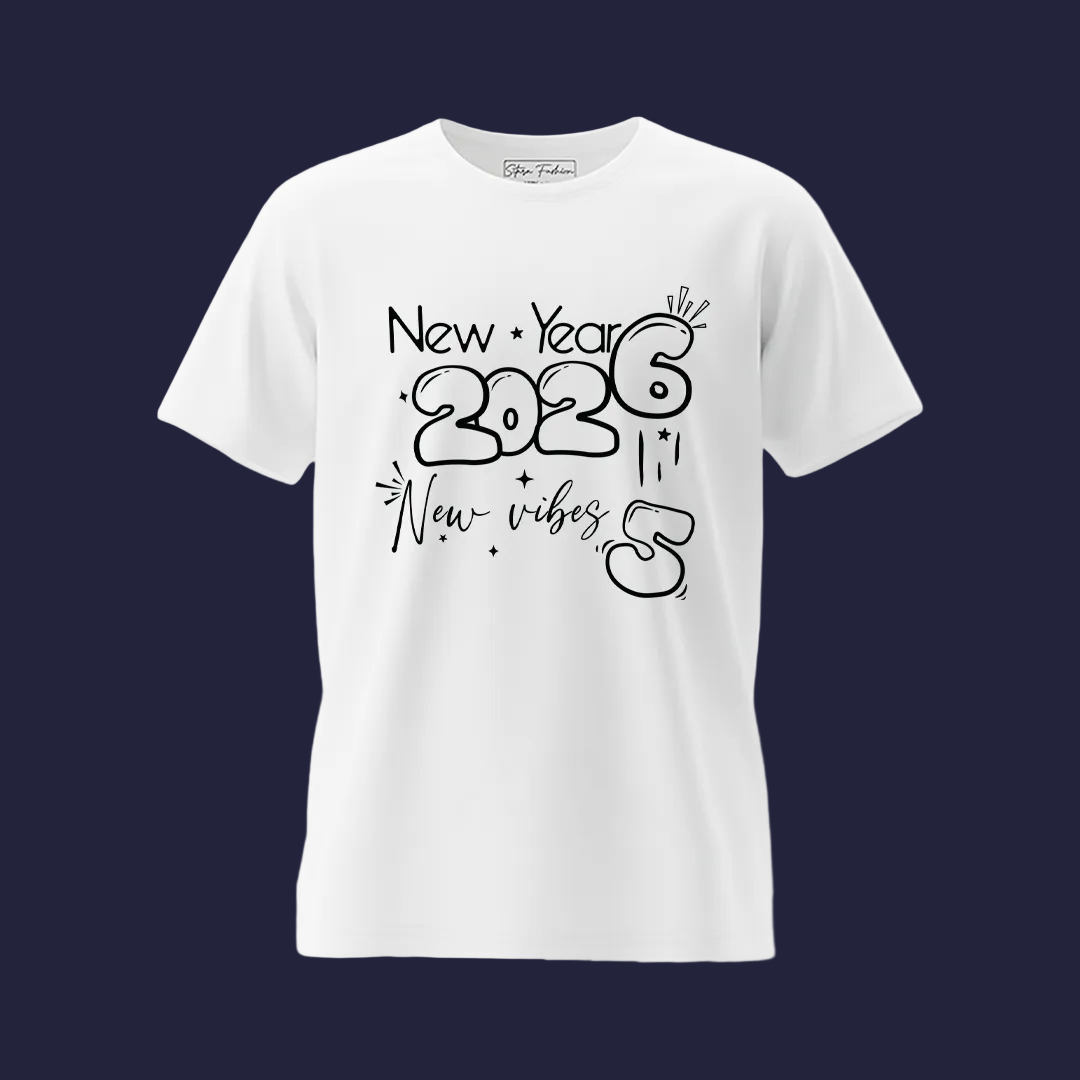 Matching New Year 2026 Family T-shirts | Custom "New Vibes" T-shirts for New Year's Eve