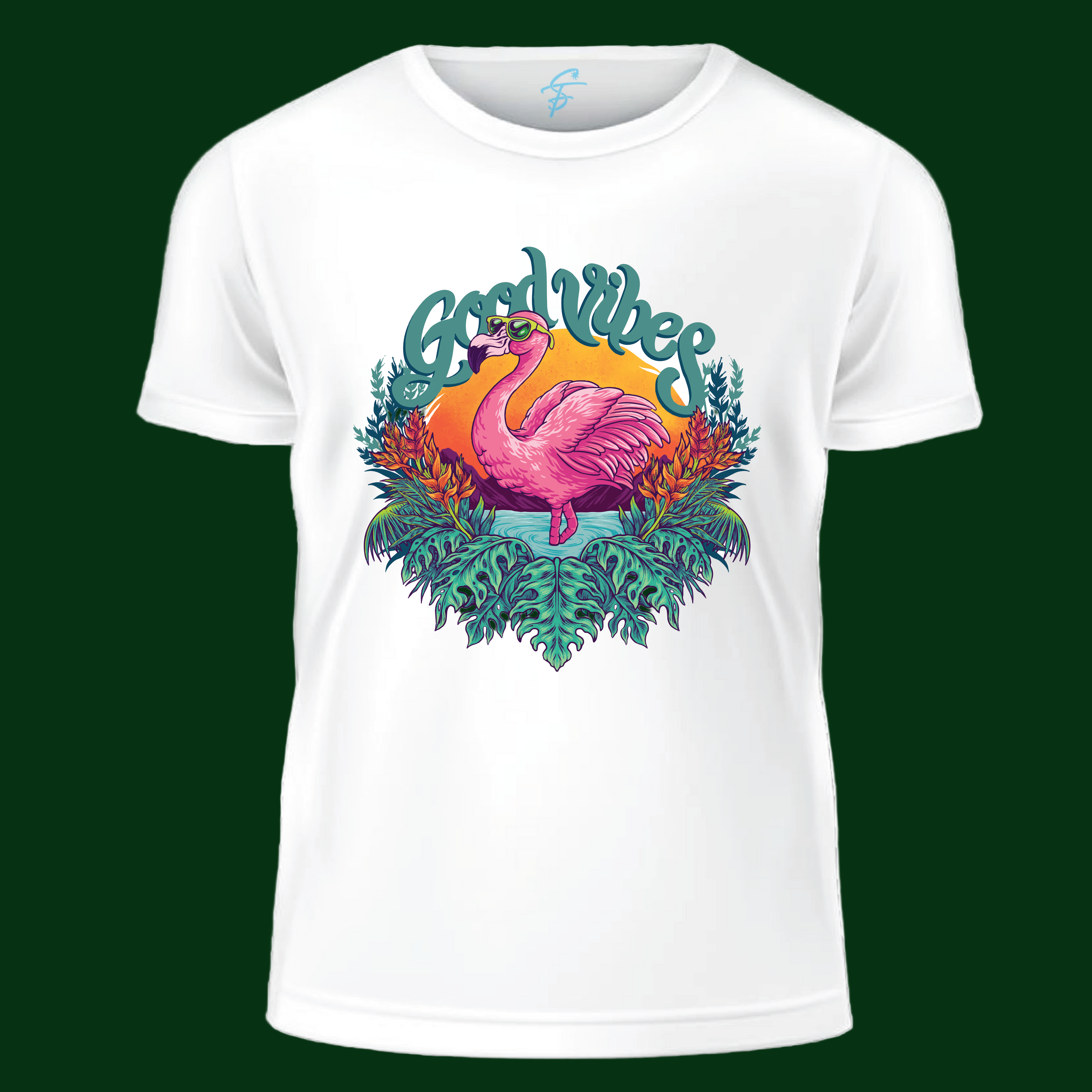 Good Vibes Flamingo T-Shirt  Summer Beach Aesthetic Graphic Tee  for Men & Women