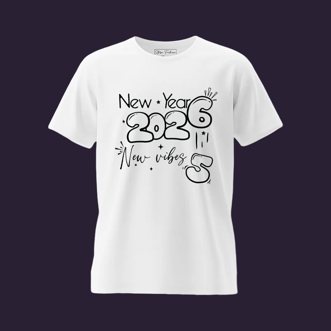 Matching New Year 2026 Family T-shirts | Custom "New Vibes" T-shirts for New Year's Eve