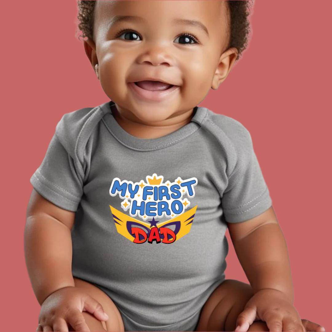 My First Hero Dad Baby Romper, 100% Cotton Bodysuit, Infant Father's Day Outfit