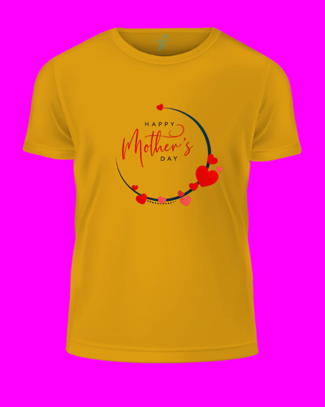 Happy Mother's Day T-Shirt, 100% Cotton, Heart Design, Short Sleeve