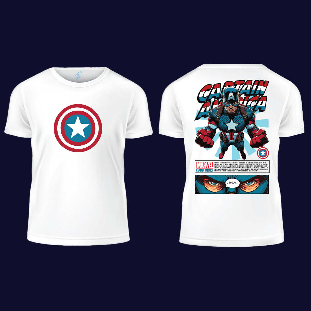 Captain America Shield  T-Shirt for Men & Women  Marvel Superhero Graphic Tee,  Comic Book Style Casual Cotton Top