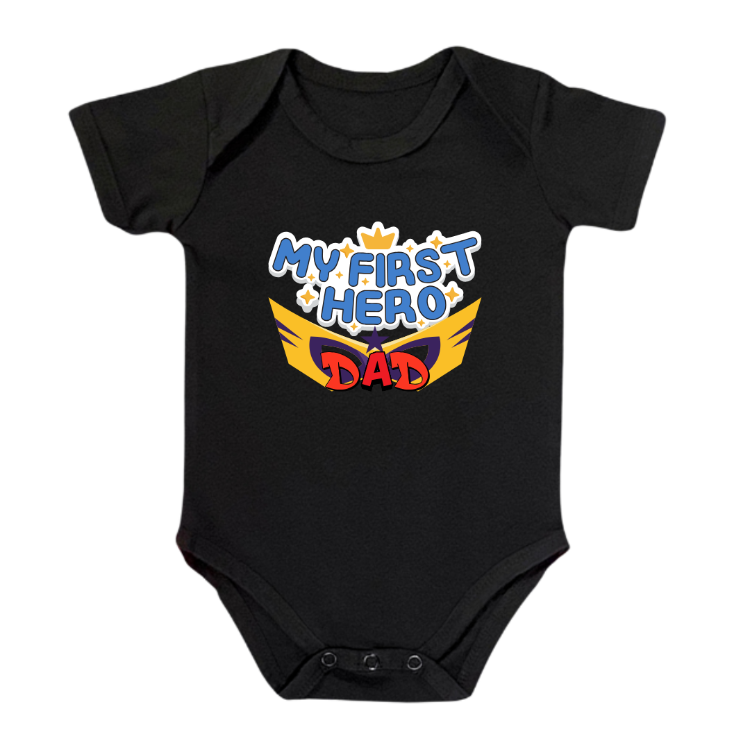 My First Hero Dad Baby Romper, 100% Cotton Bodysuit, Infant Father's Day Outfit