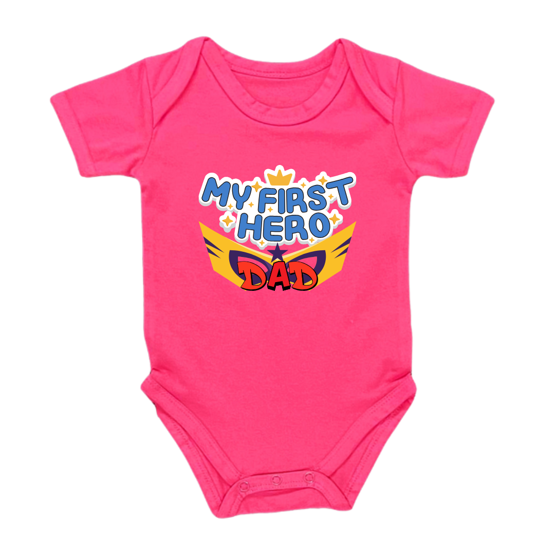 My First Hero Dad Baby Romper, 100% Cotton Bodysuit, Infant Father's Day Outfit