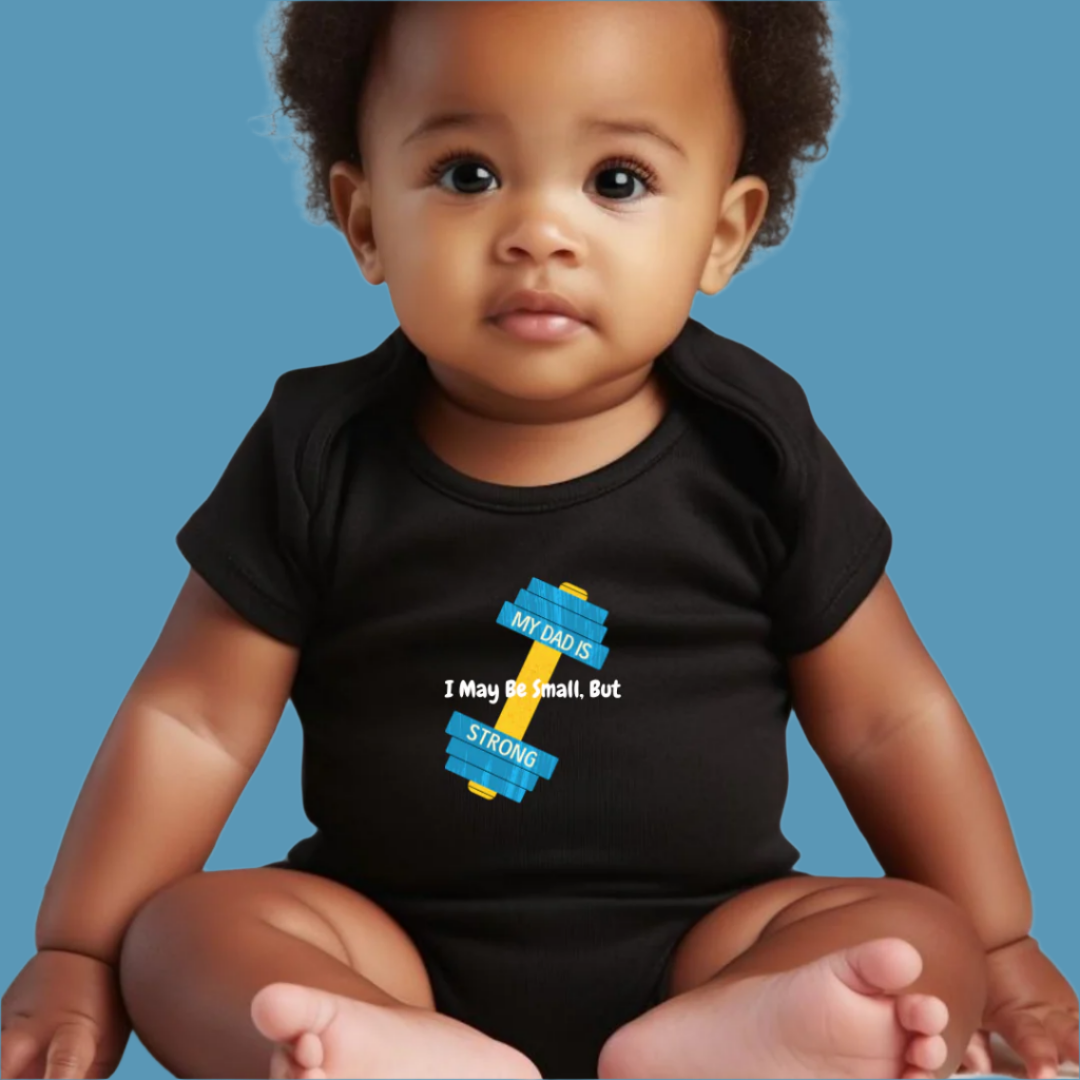 Baby Bodysuit with Strong Dad Design, 100% Cotton Romper, Infant Onesie