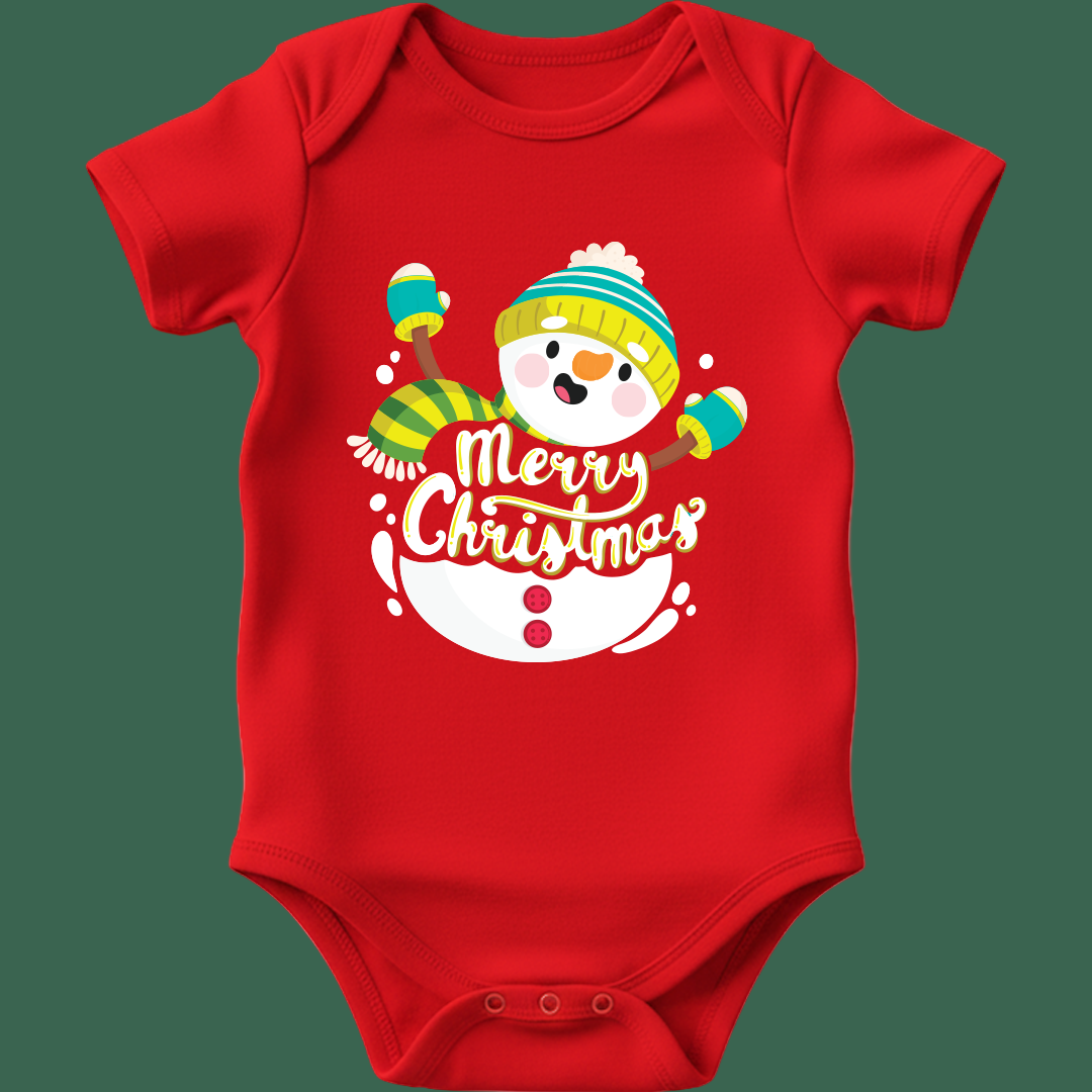 Snowman Merry Christmas Baby Romper | UNISEX BABY ROMPER | Snowman Romper