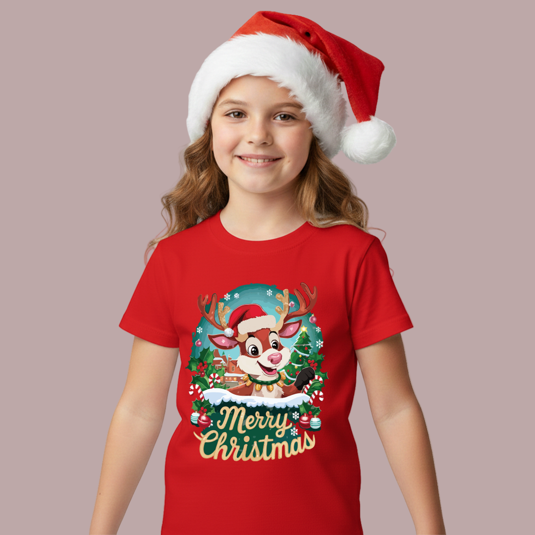 Christmas Party Outfit | Cartoon Reindeer T-shirt