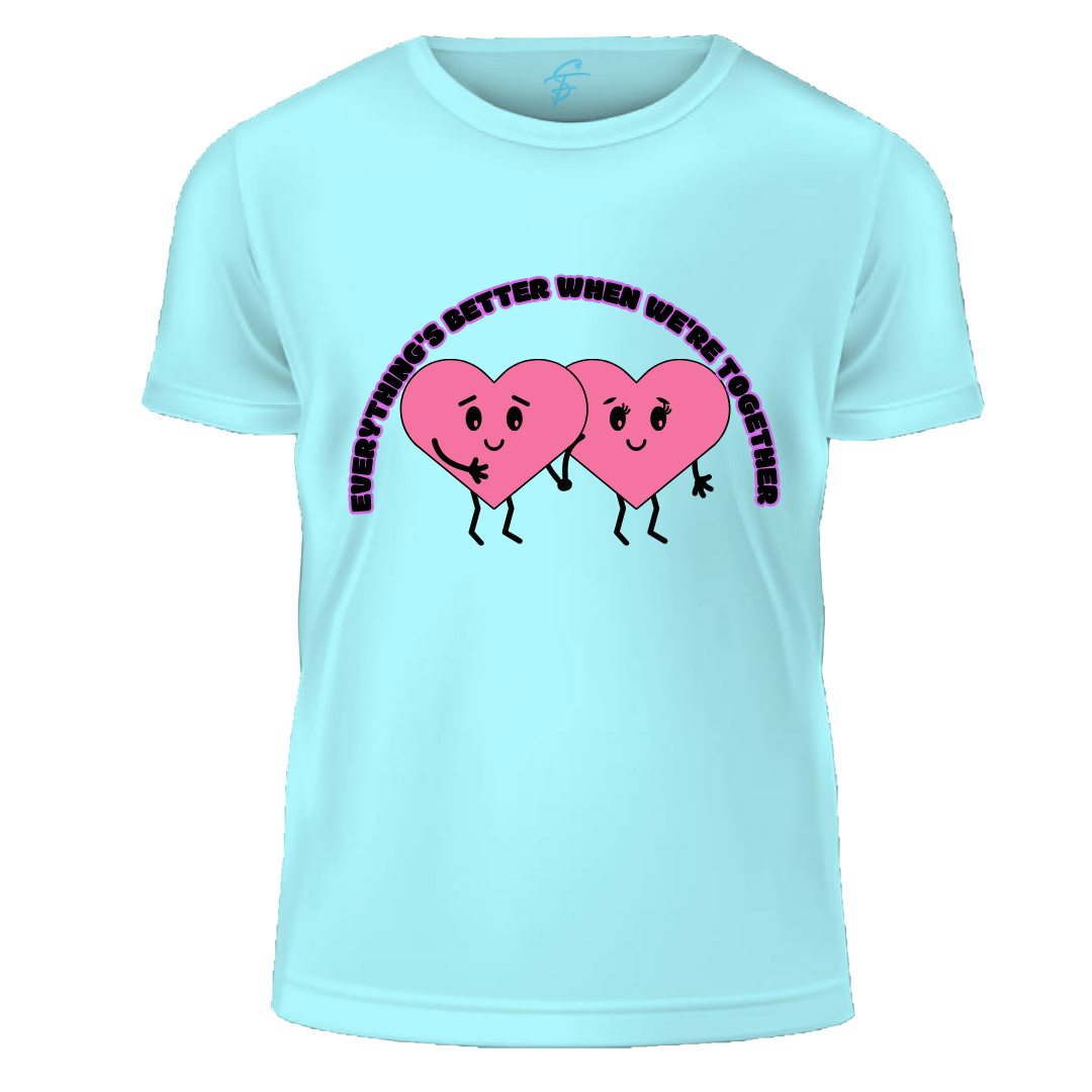Cute Heart Design, Everything's Better Together, Set of 2 PCS - Couple Tshirt for Couples
