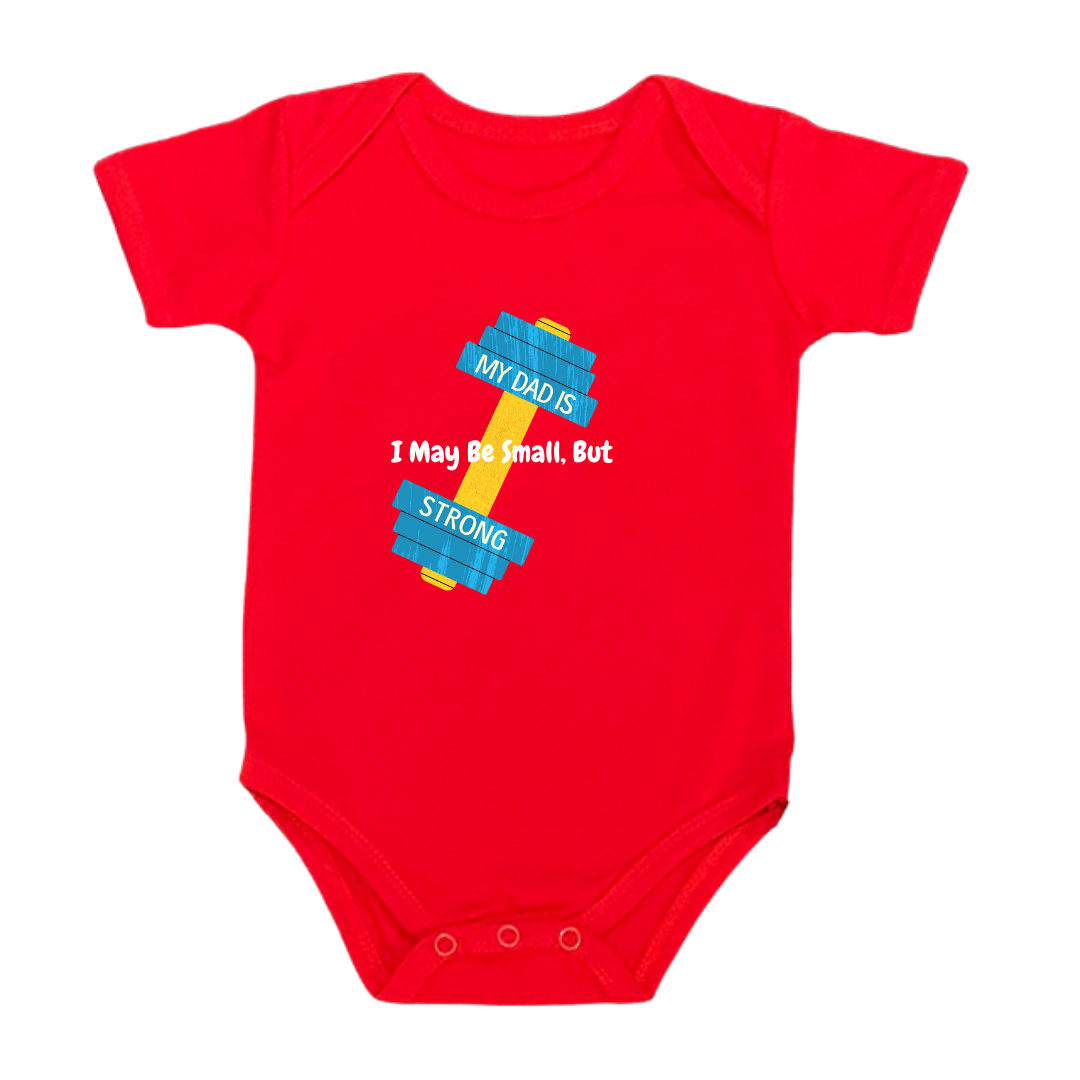 Baby Bodysuit with Strong Dad Design, 100% Cotton Romper, Infant Onesie