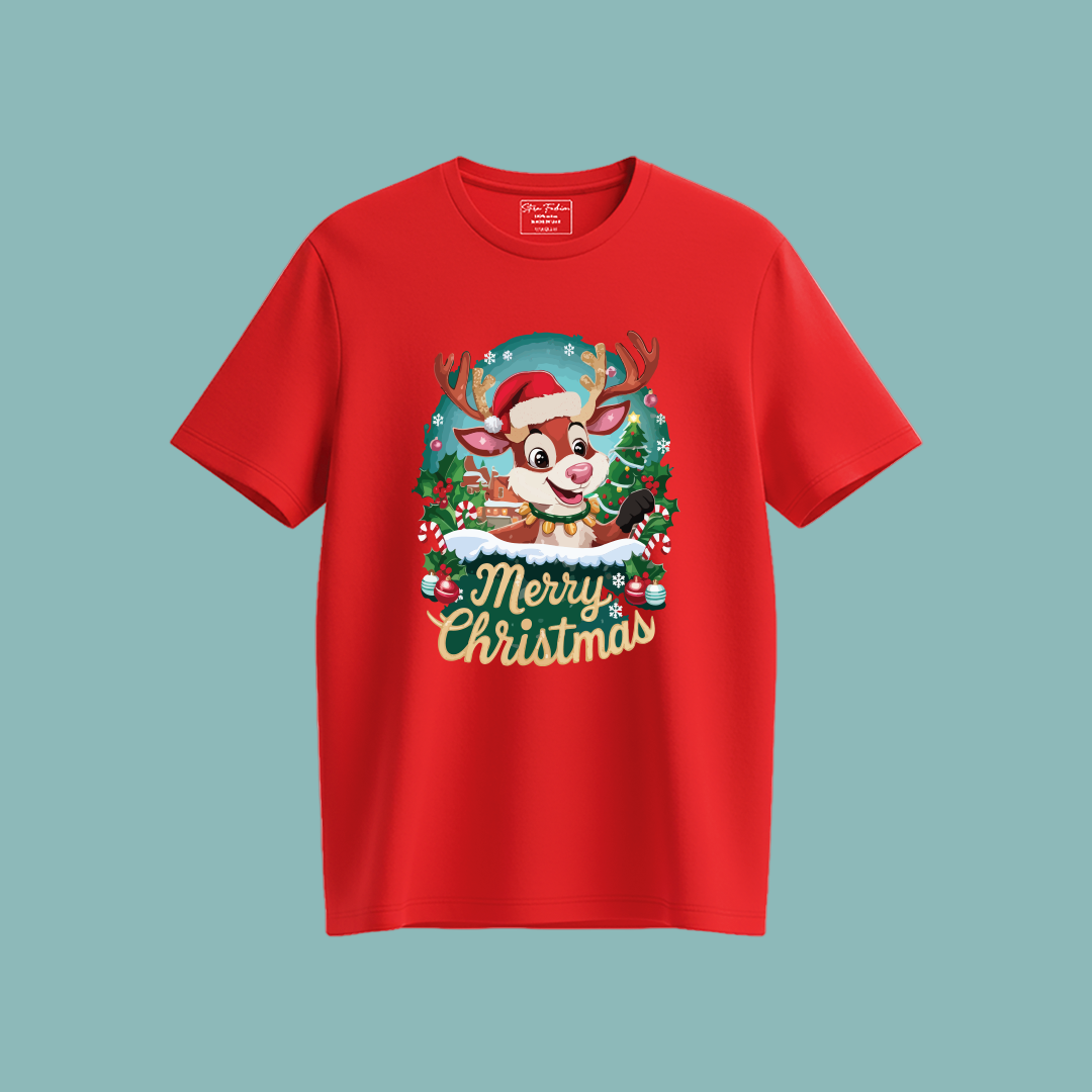 Christmas Party Outfit | Cartoon Reindeer T-shirt