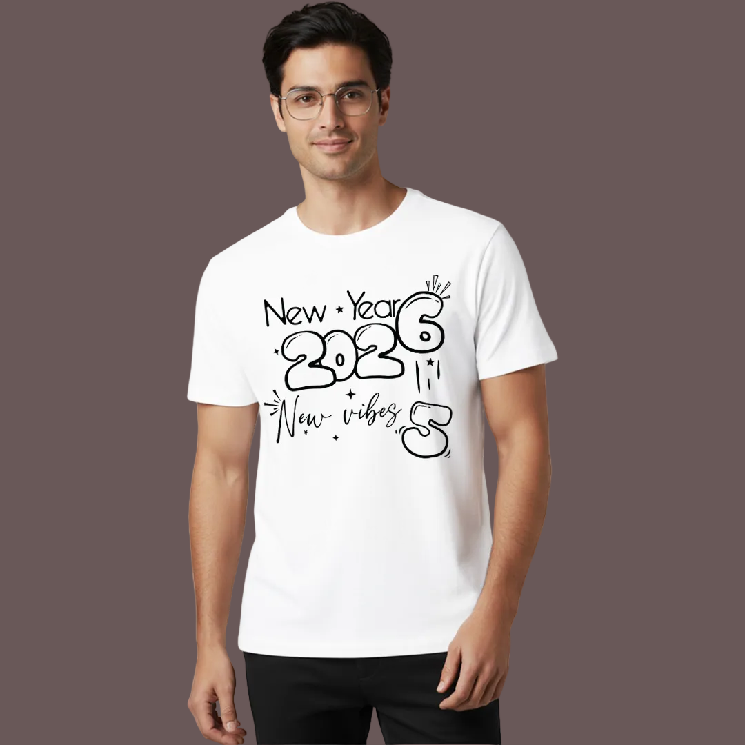 Matching New Year 2026 Family T-shirts | Custom "New Vibes" T-shirts for New Year's Eve