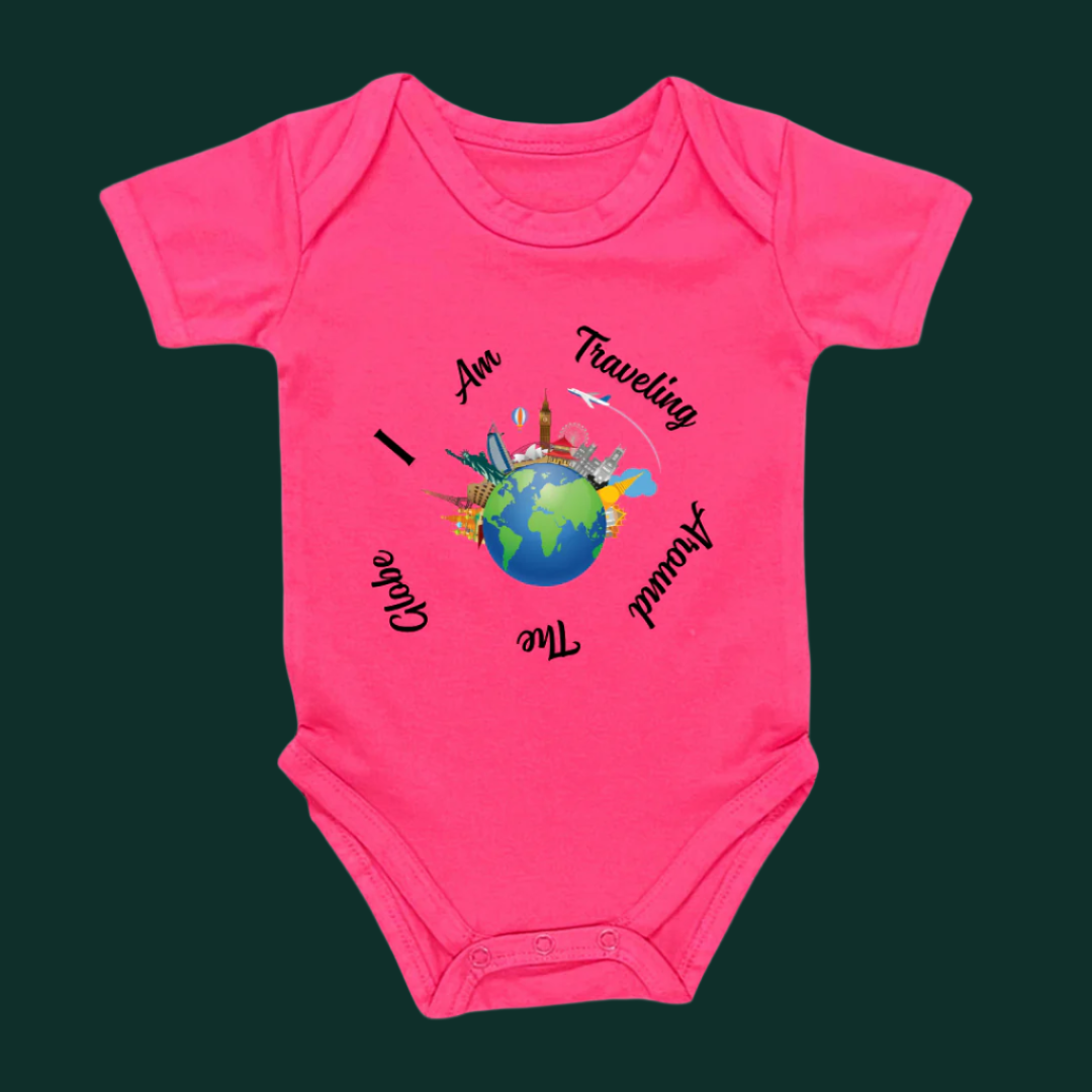 I AM TRAVELING AROUND THE WORLD, 100% Cotton Bodysuit,TRAVEL Outfit