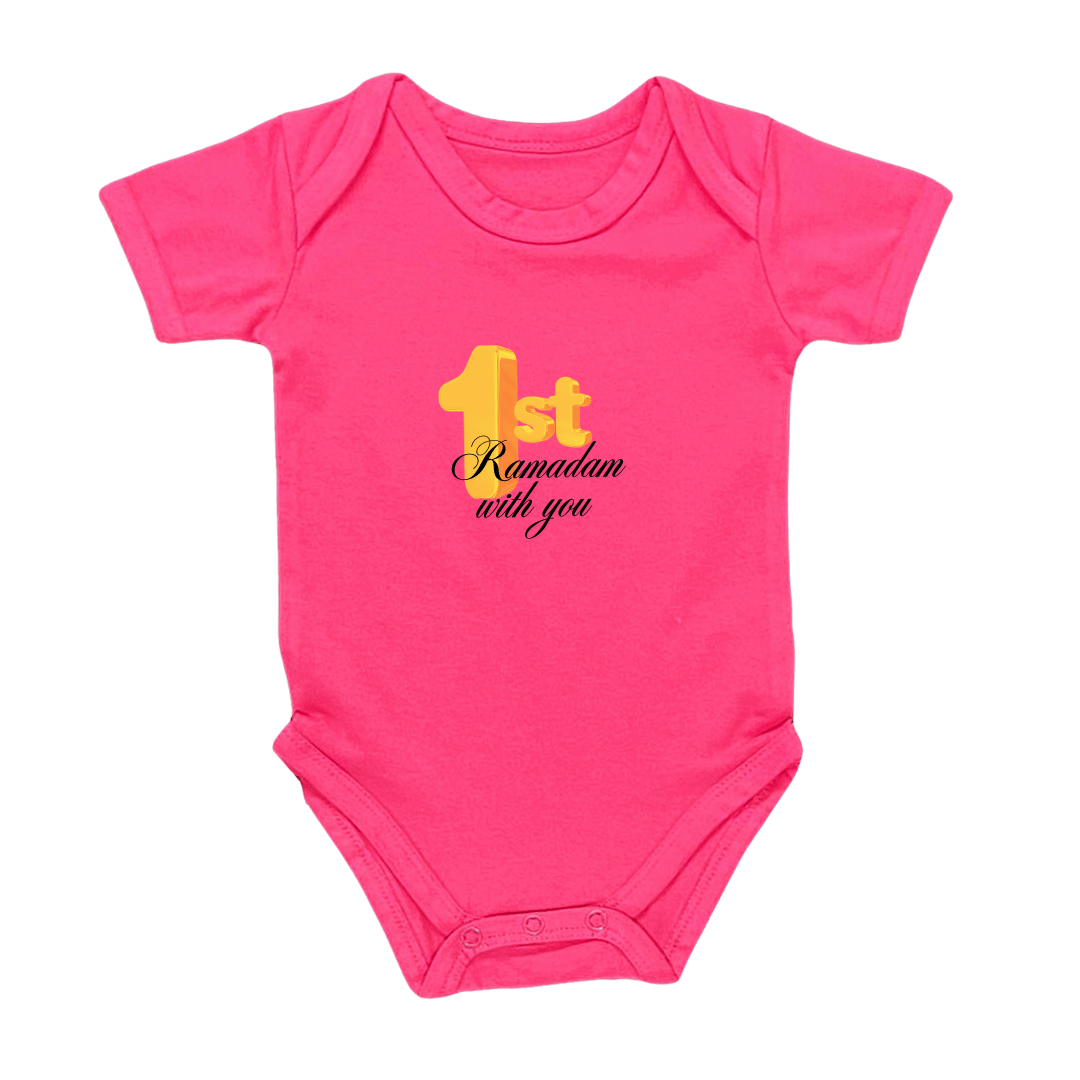 First Ramadan Baby Bodysuit, Cotton Romper with Islamic Holiday Design