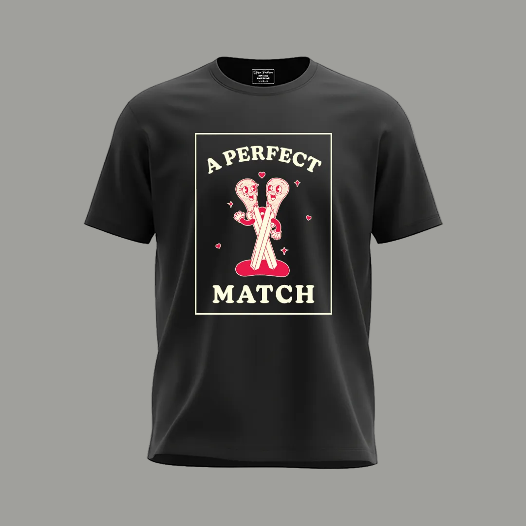 A Perfect Match Couple T-Shirt - Valentines Day Gift for Boyfriend and Girlfriend - Matching Romantic Couple T-Shirts - Cute Vintage Style Graphic Tees