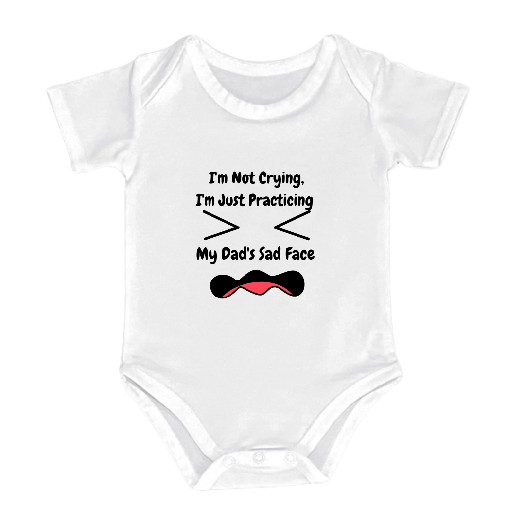 Funny Dad's Sad Face Baby Romper, 100% Cotton Bodysuit, Infant Humour Outfit