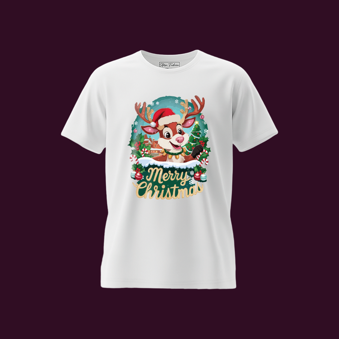 Christmas Party Outfit | Cartoon Reindeer T-shirt
