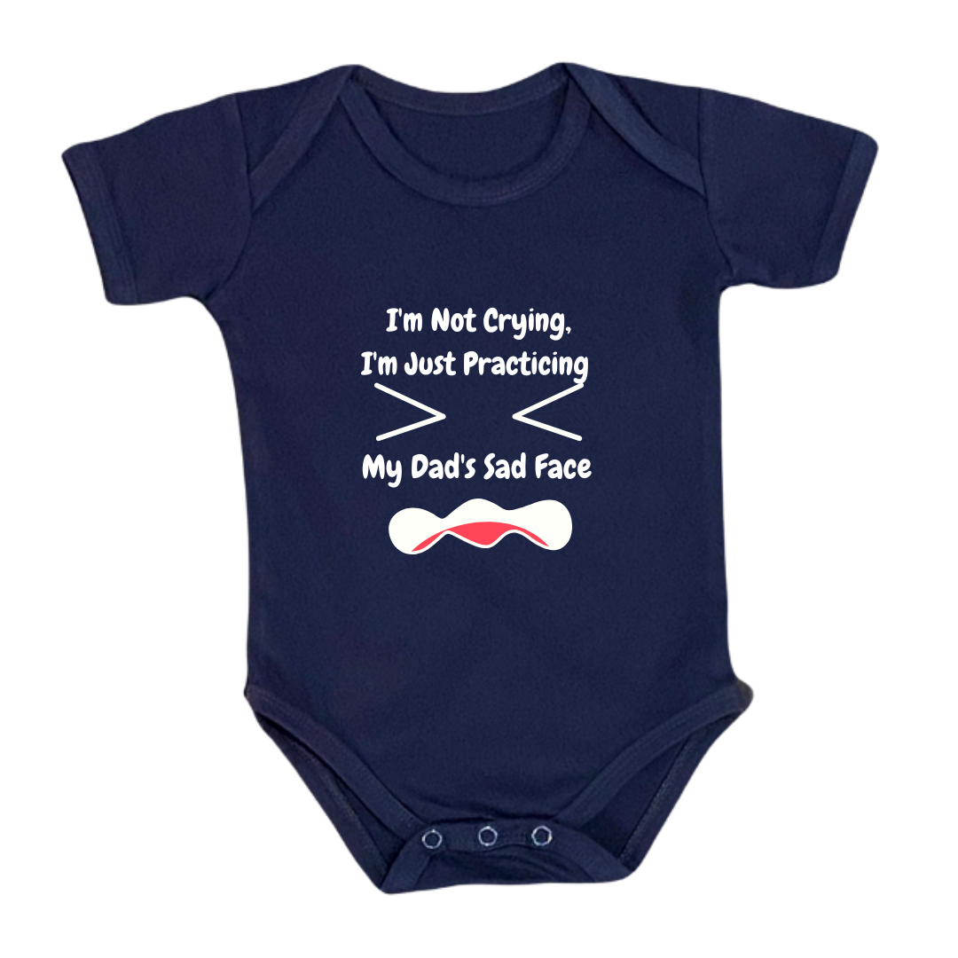 Funny Dad's Sad Face Baby Romper, 100% Cotton Bodysuit, Infant Humour Outfit