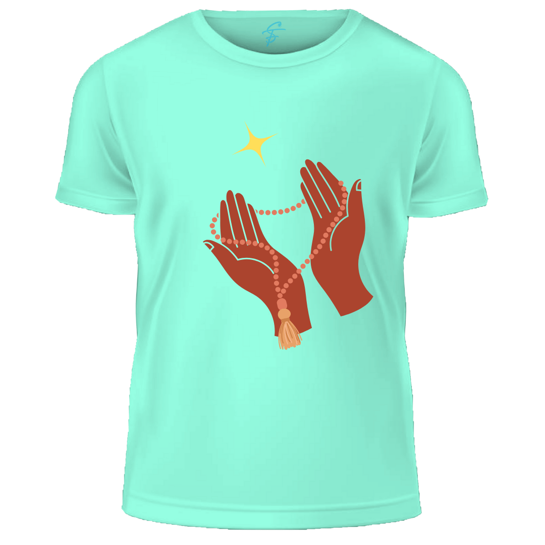 Praying Hands Ramadan T-Shirt, 100% Cotton, Religious Design with Star