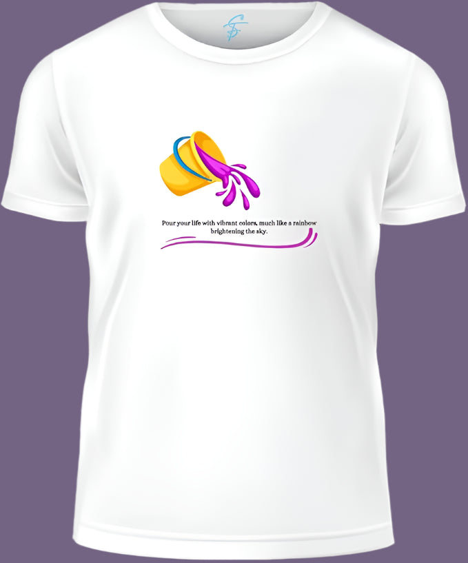 Inspirational Rainbow Holi Colors Design T-Shirt, 100% Cotton, Joyful Color Festival Tee, Unisex - Sitara Fashions