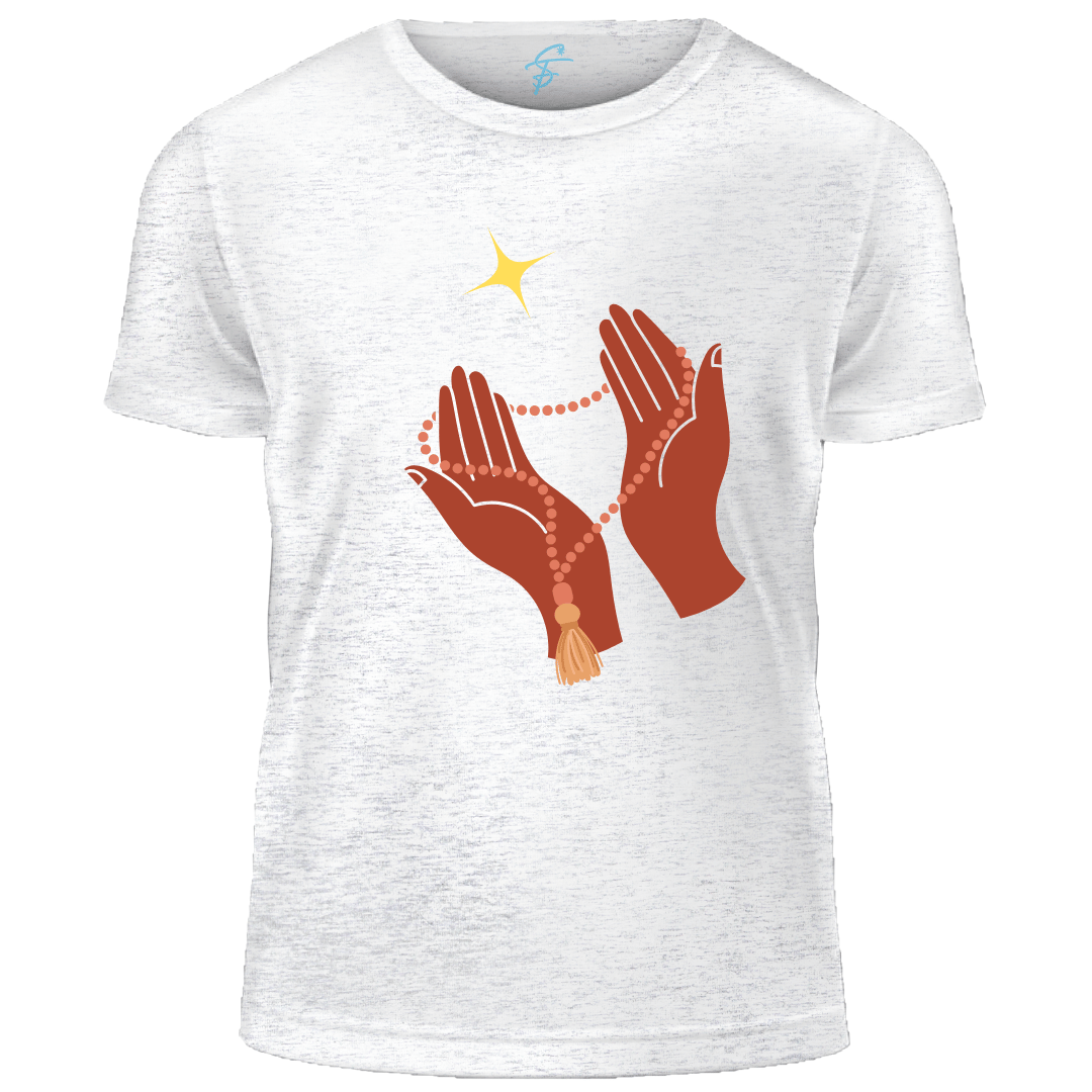 Praying Hands Ramadan T-Shirt, 100% Cotton, Religious Design with Star