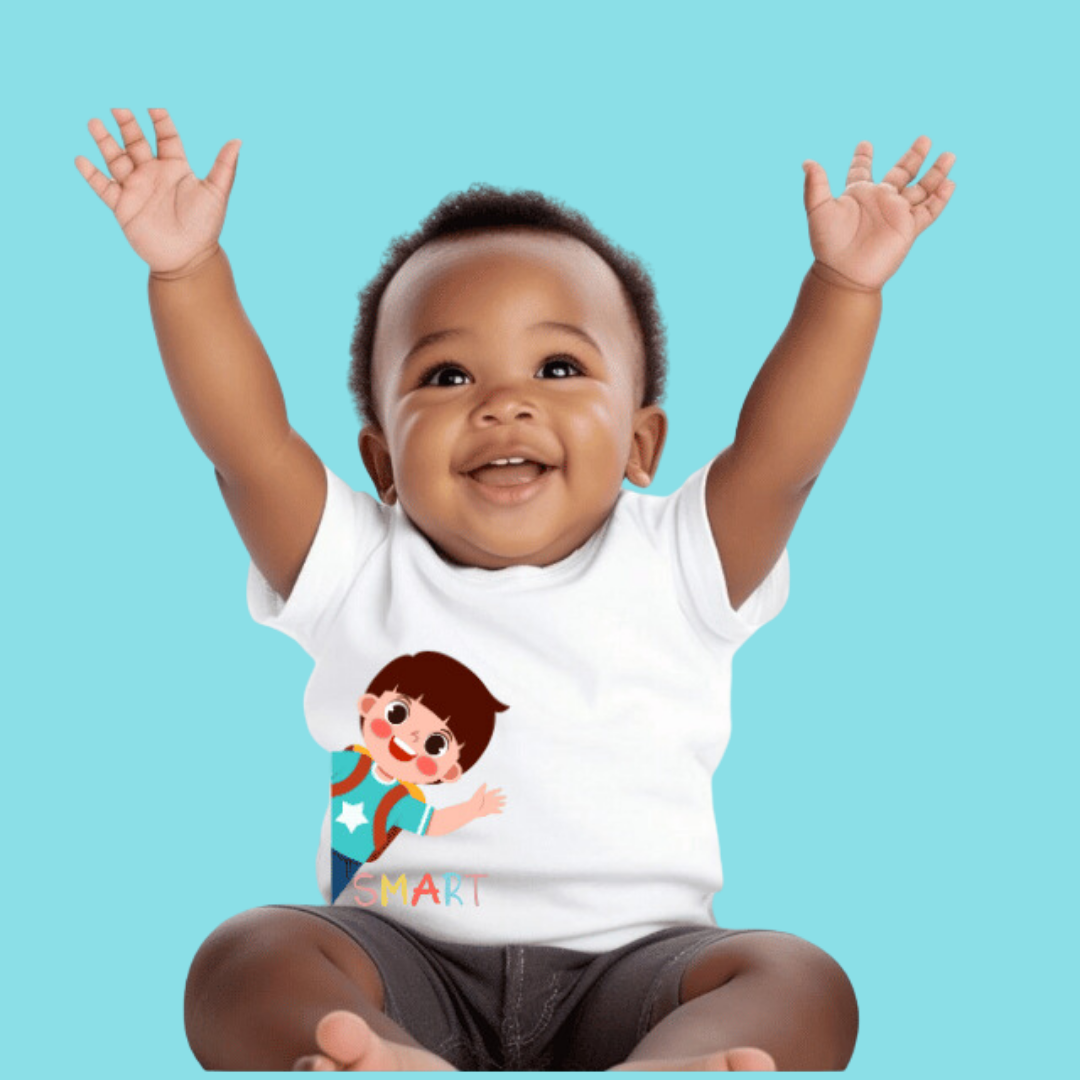 Smart Kid Rompers – Colorful Backpack Cartoon Design – Infant Tees