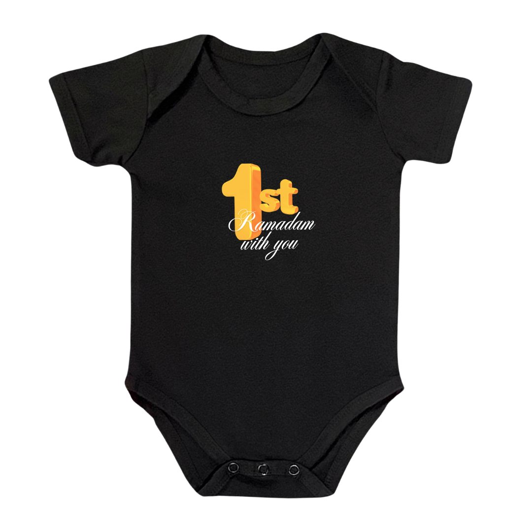 First Ramadan Baby Bodysuit, Cotton Romper with Islamic Holiday Design