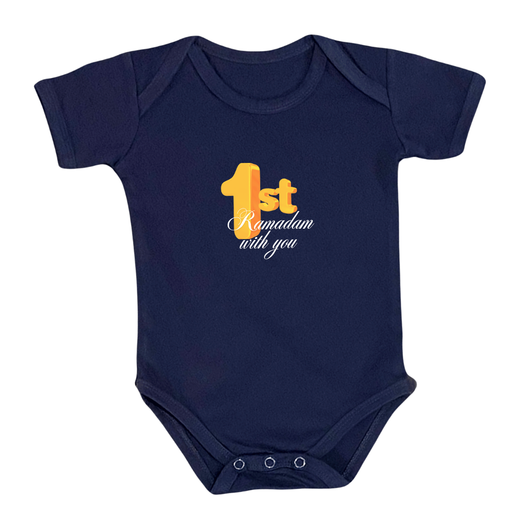 First Ramadan Baby Bodysuit, Cotton Romper with Islamic Holiday Design