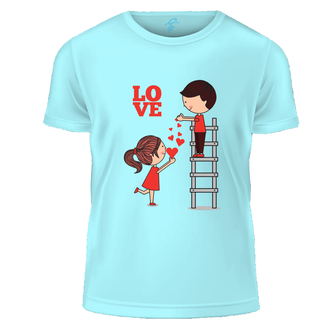 Love Ladder Design Print, Gift, Short Sleeve, Set of 2 PCS - Couple Tshirt for Couples