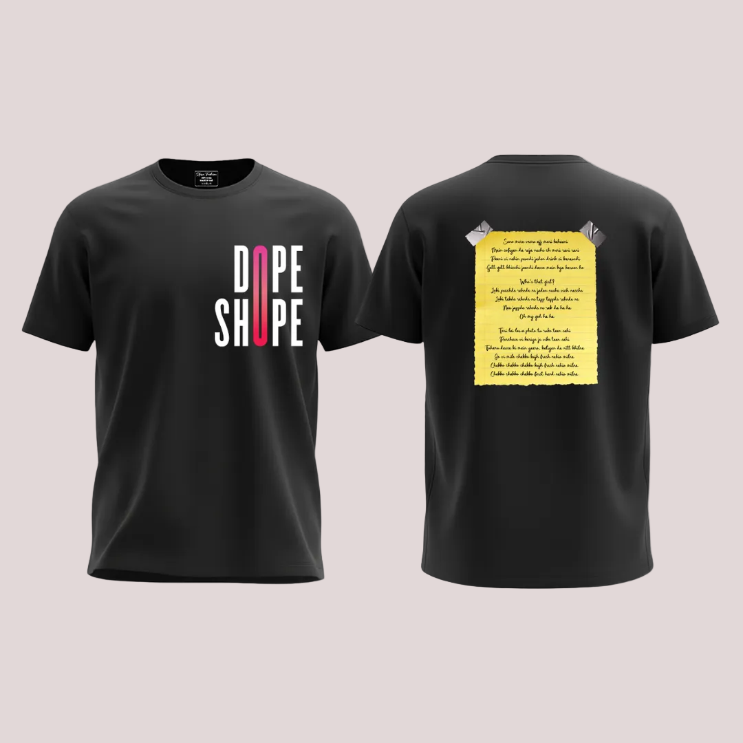 Dope Shope Punjabi Lyric T-Shirt - Honey Singh Deep Money Streetwear Graphic Tee - Black Cotton T-Shirt