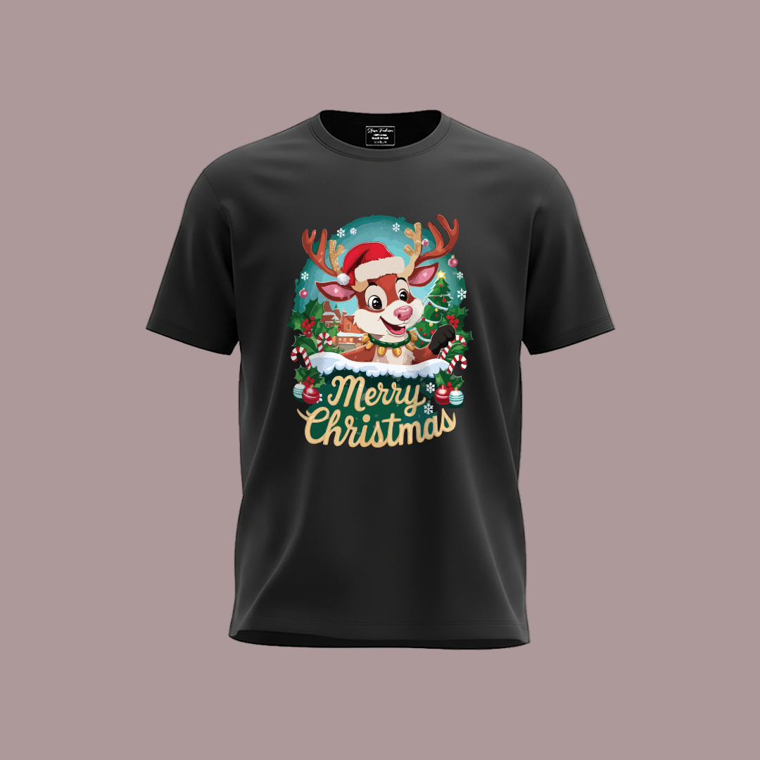 Christmas Party Outfit | Cartoon Reindeer T-shirt