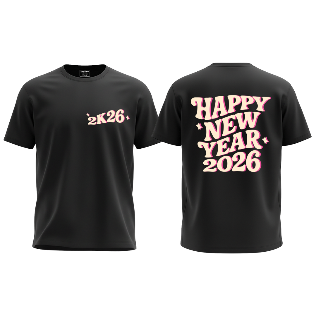 Matching Family 2K26 New Year T-Shirt Set – Festive New Year's Eve T-shirts for Mom, Dad, Kids, and Baby Rompers – Soft Cotton 2026 Celebration Graphic Tees and Onesie