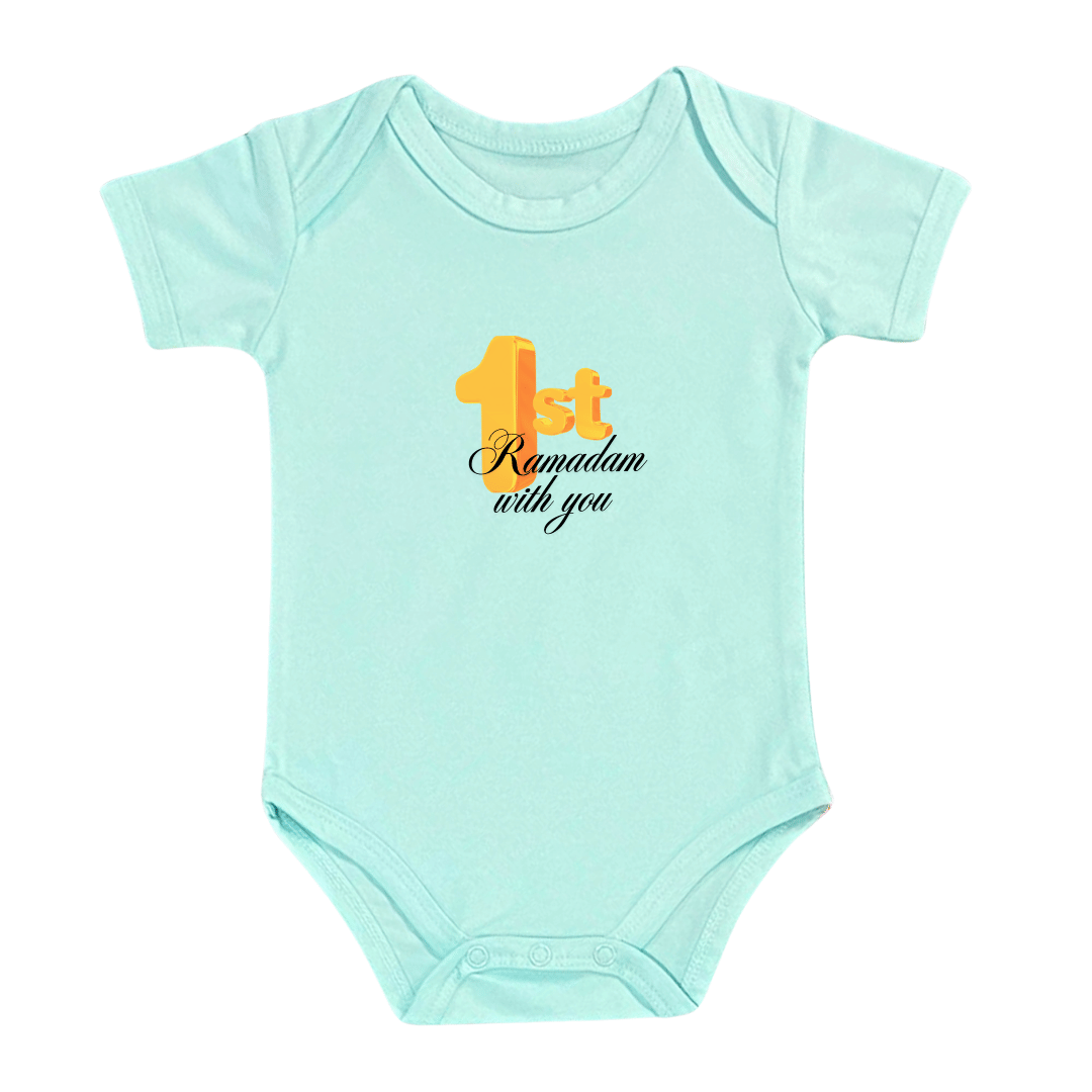 First Ramadan Baby Bodysuit, Cotton Romper with Islamic Holiday Design