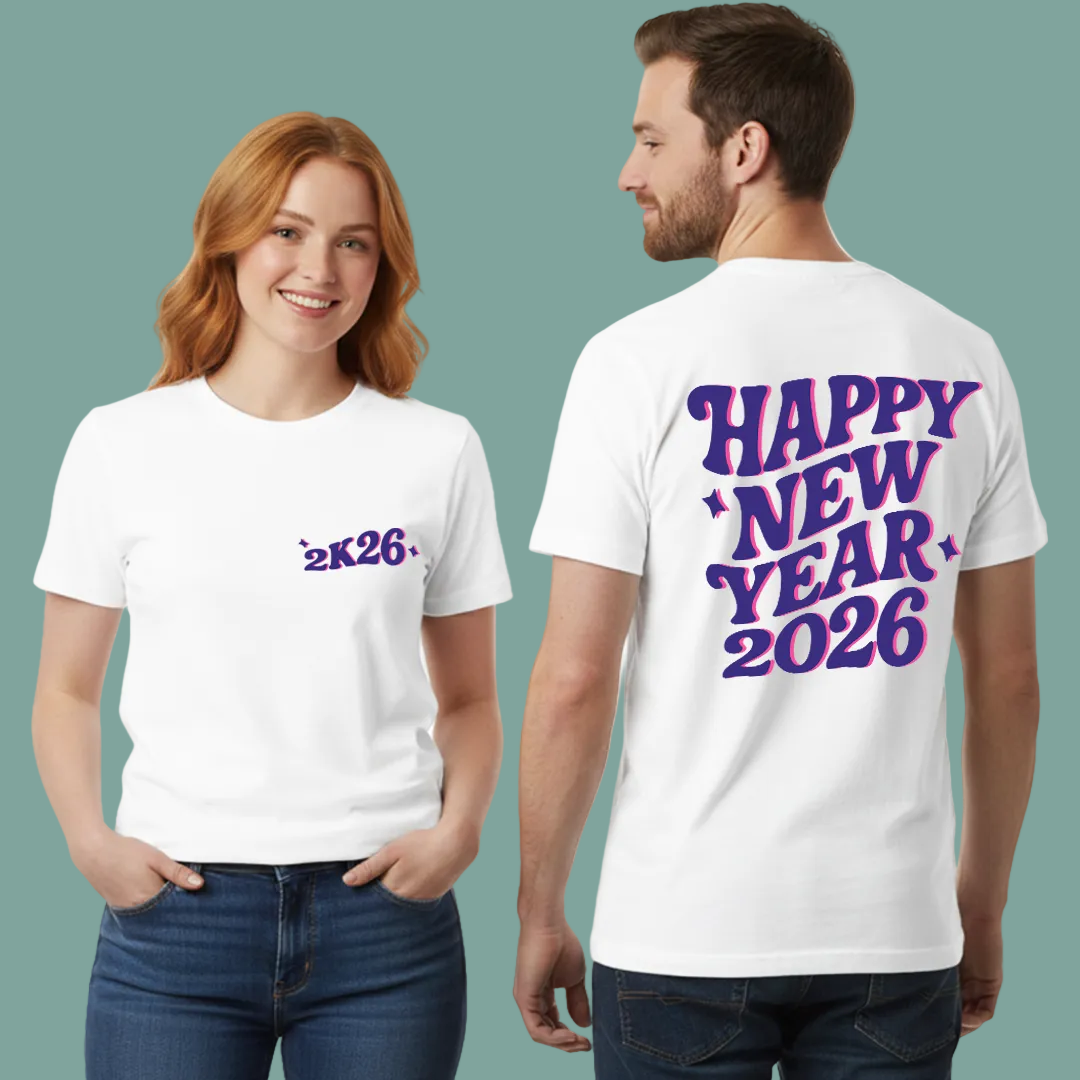 Matching Family 2K26 New Year T-Shirt Set – Festive New Year's Eve T-shirts for Mom, Dad, Kids, and Baby Rompers – Soft Cotton 2026 Celebration Graphic Tees and Onesie