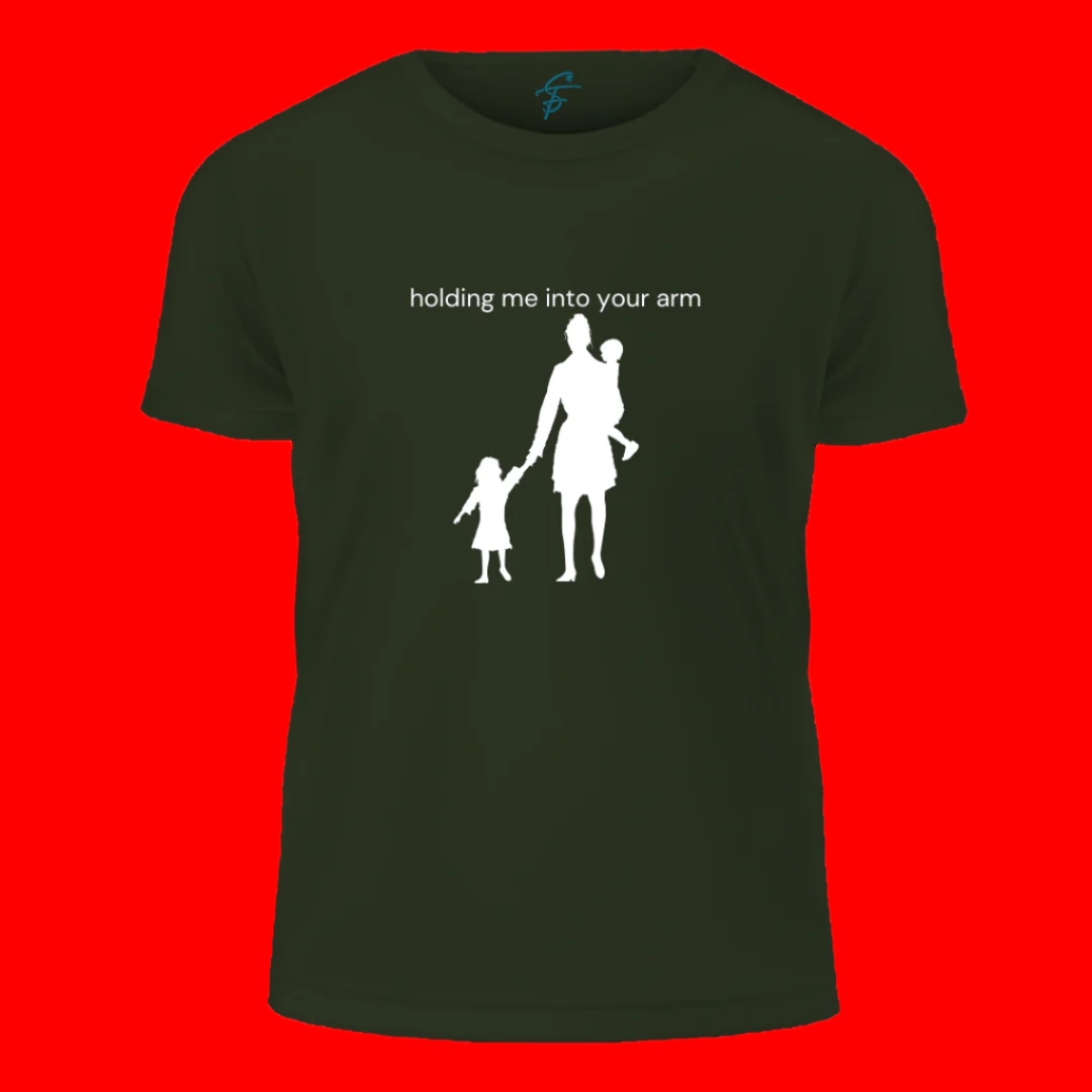 Mother and Children Silhouette Graphic T-Shirt, 100% Cotton, Family Love Design