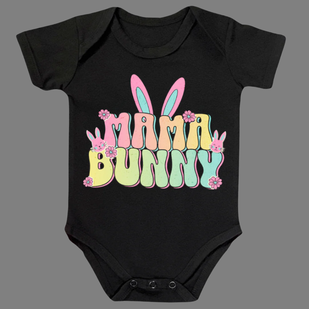 MaMa Bunny Baby Bodysuit, 100% Cotton , Infant Short Sleeve