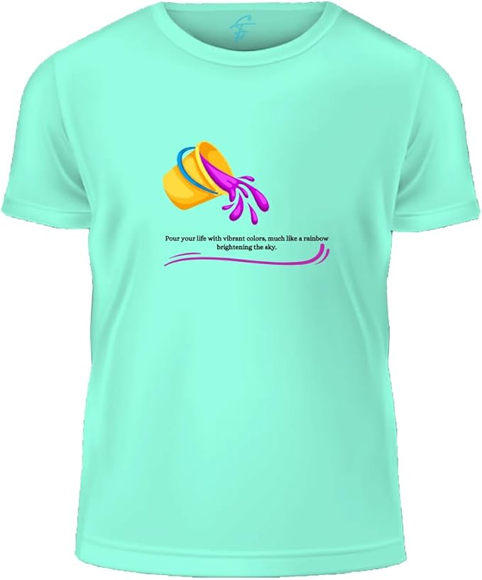 Inspirational Rainbow Holi Colors Design T-Shirt, 100% Cotton, Joyful Color Festival Tee, Unisex - Sitara Fashions