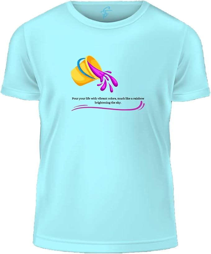 Inspirational Rainbow Holi Colors Design T-Shirt, 100% Cotton, Joyful Color Festival Tee, Unisex - Sitara Fashions