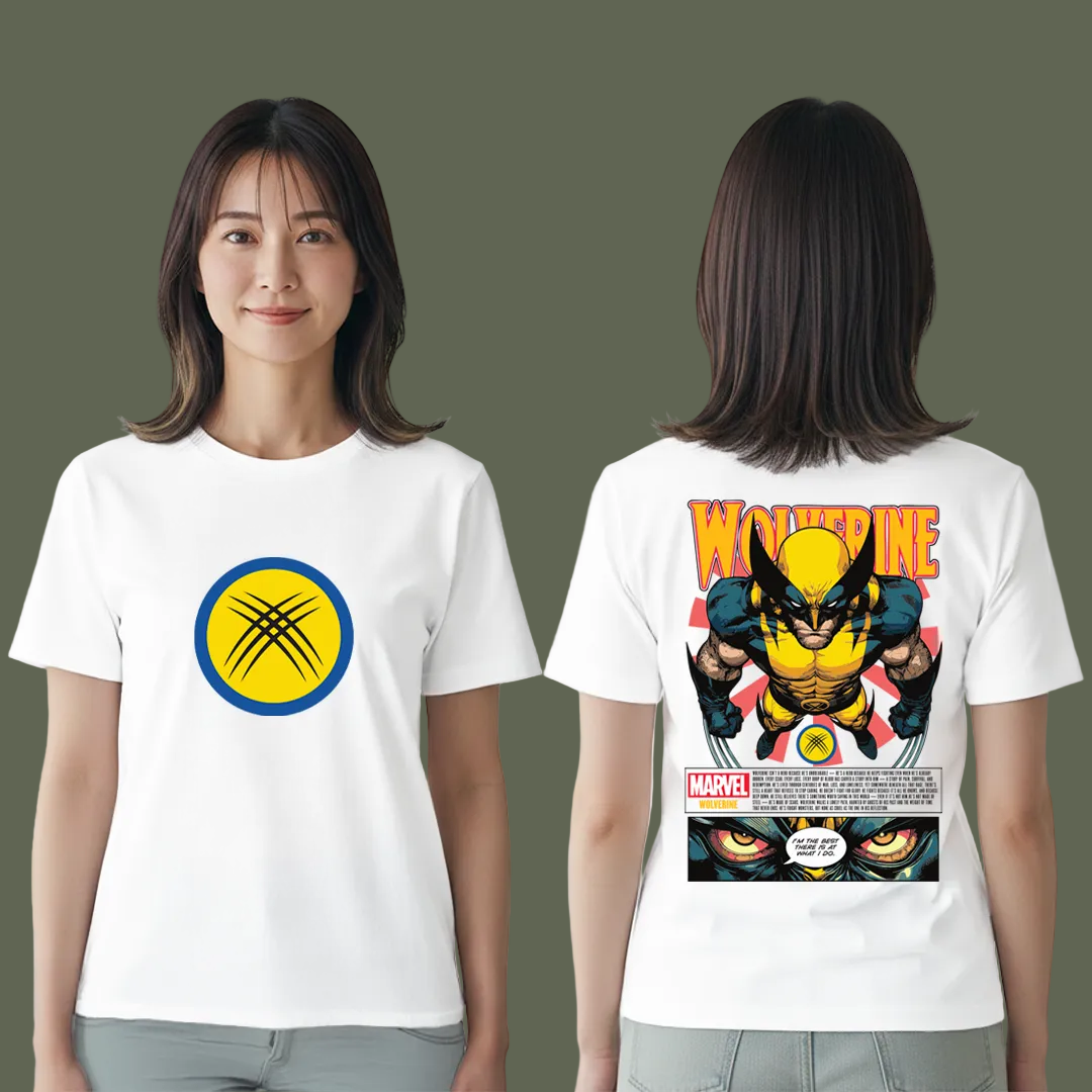 Marvel X-Men Wolverine  T-Shirt - Unique Logan Claw Logo Tees - Superhero Fan Merchandise - High Quality Dual Print Comic Shirt