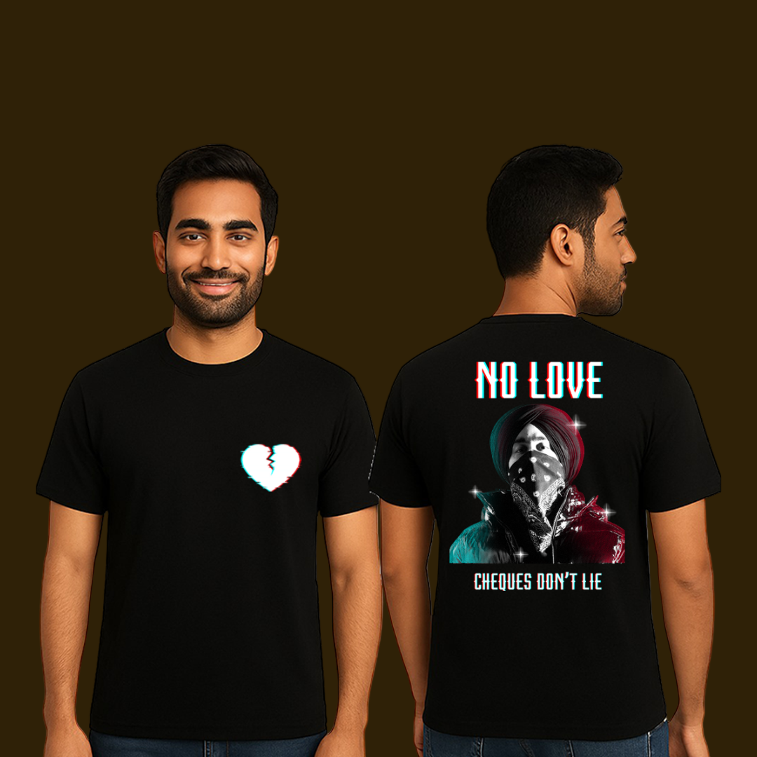 Shubh No Love T-Shirt  | Punjabi Rapper Graphic Tee | Hip Hop Streetwear | Desi Rap Oversized Black Cotton Shirt