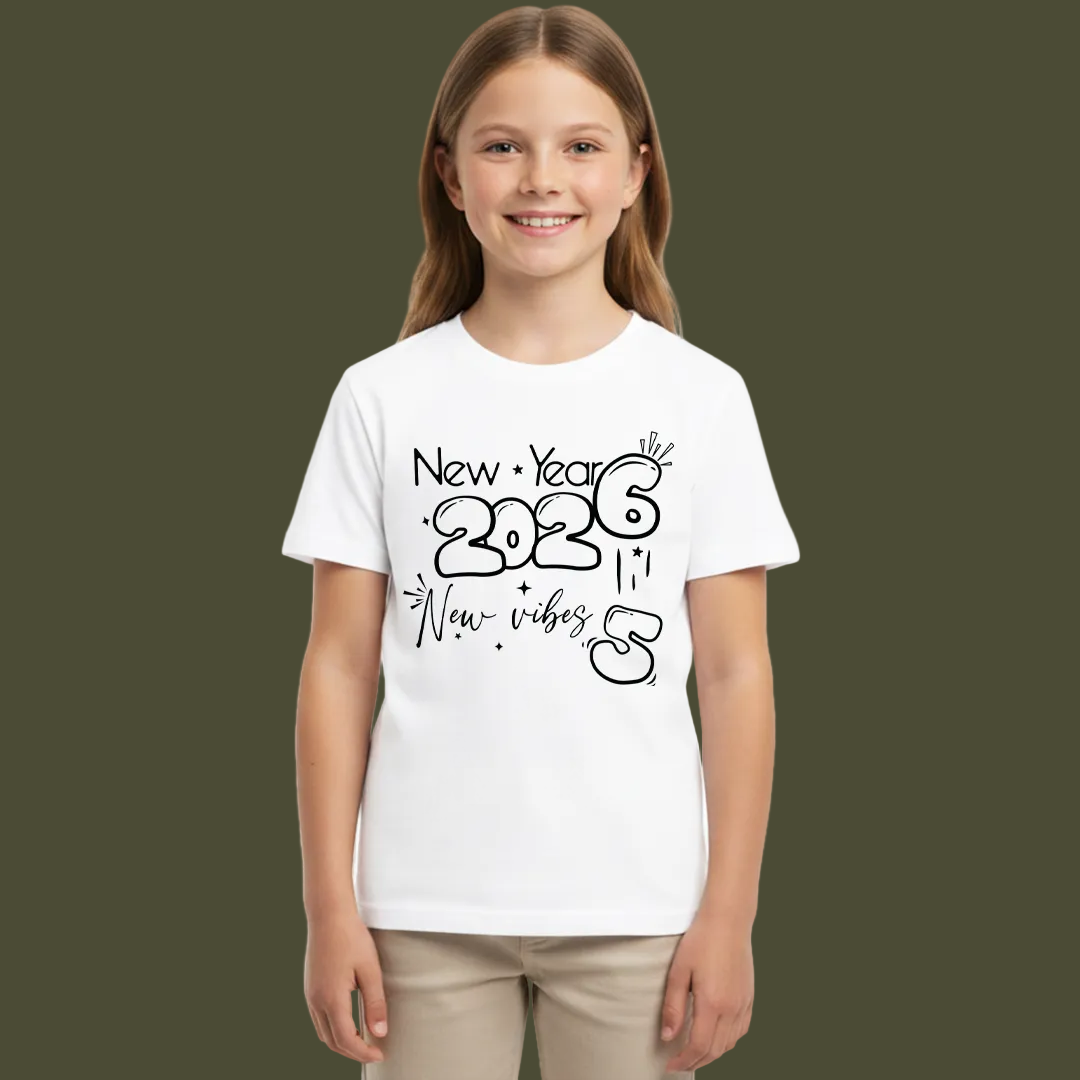 Matching New Year 2026 Family T-shirts | Custom "New Vibes" T-shirts for New Year's Eve