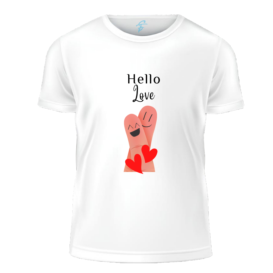 Matching Couples T-Shirts, Hello Love Design, Short Sleeve, Set of 2 PCS - Couple Tshirts for Couples