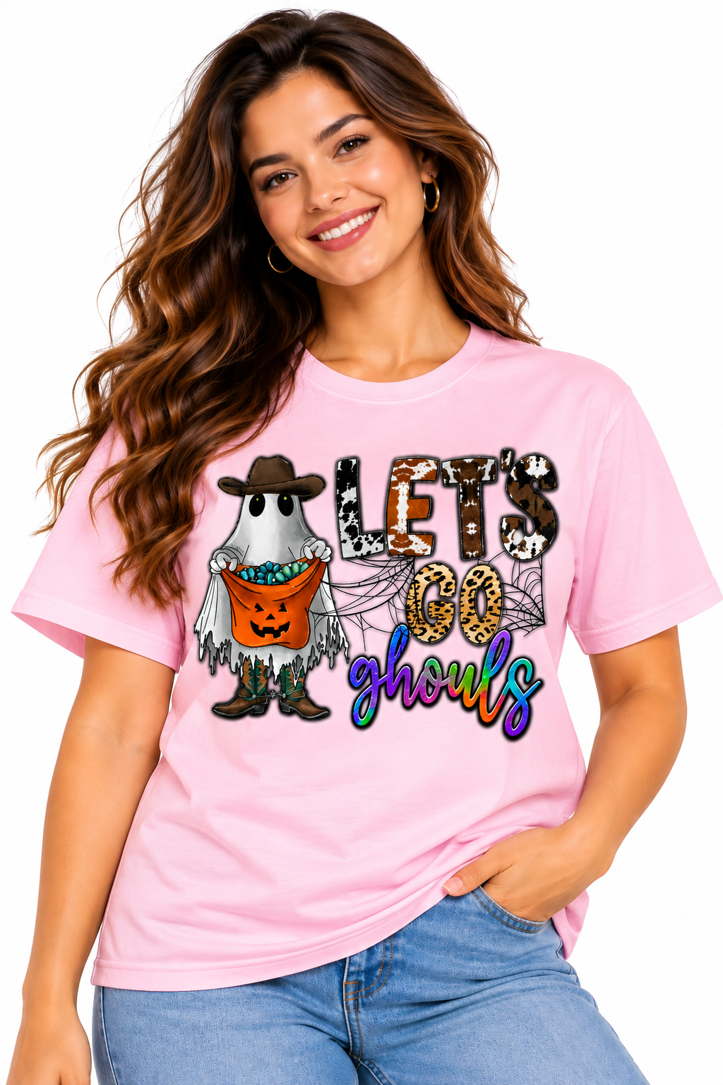 Halloween Graphic T-Shirt for Men and Women, Let’s Go Ghouls Print, Cotton, Regular Fit, Round Neck, Short Sleeve