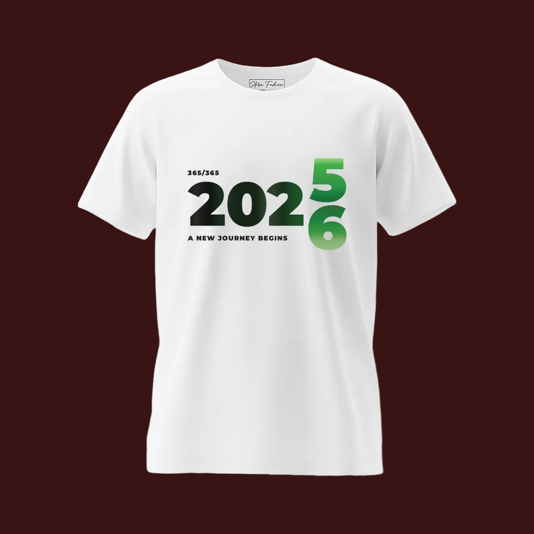 Matching Family New Year 2025 to 2026 Transition T-Shirts – 'A New Journey Begins'  Graphic Tees for Parents Kids & Rompers – Green Gradient Countdown Family Outfits