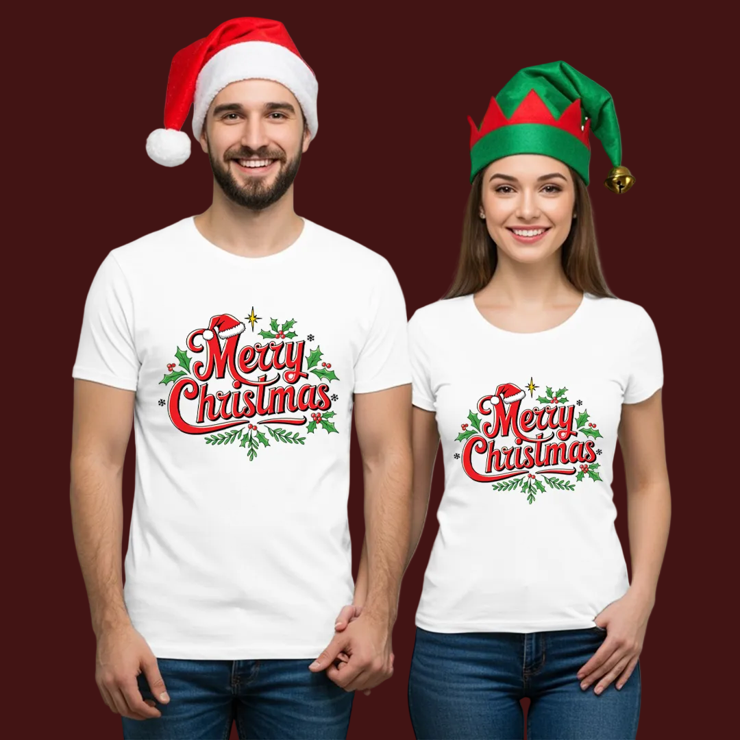 "Merry Christmas" Family Apparel Collection - Unisex Adult and Kids and Infant Tees