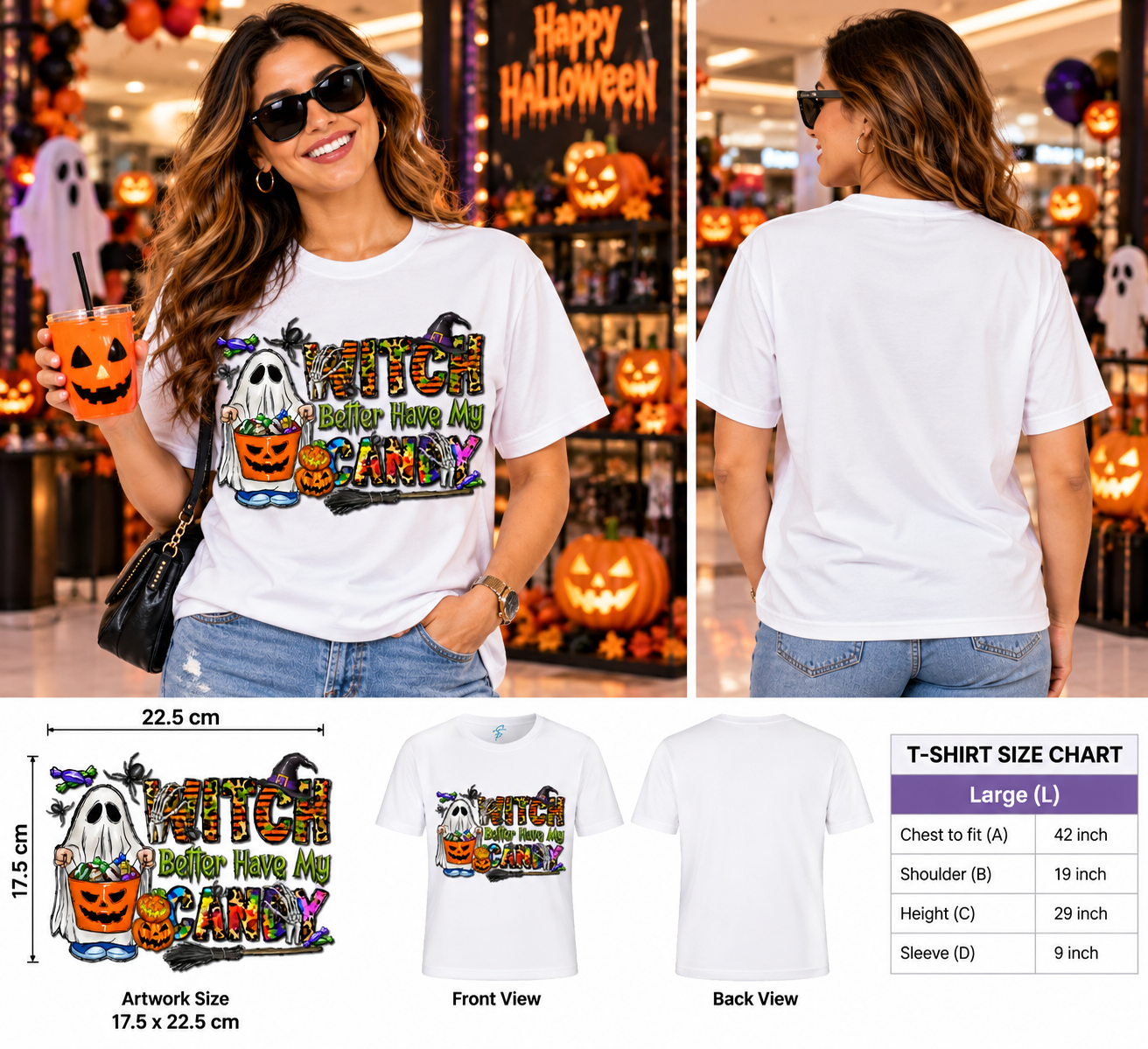 Halloween Graphic T-Shirt for Men, Women & Kids | Unisex Ghost & Pumpkin Tee – Multiple Colors