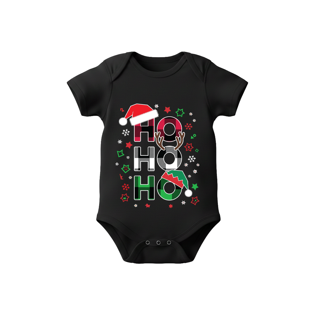 Red "Ho Ho Ho" Plaid Letter Christmas T-Shirts | Festive Family Matching Holiday Tees