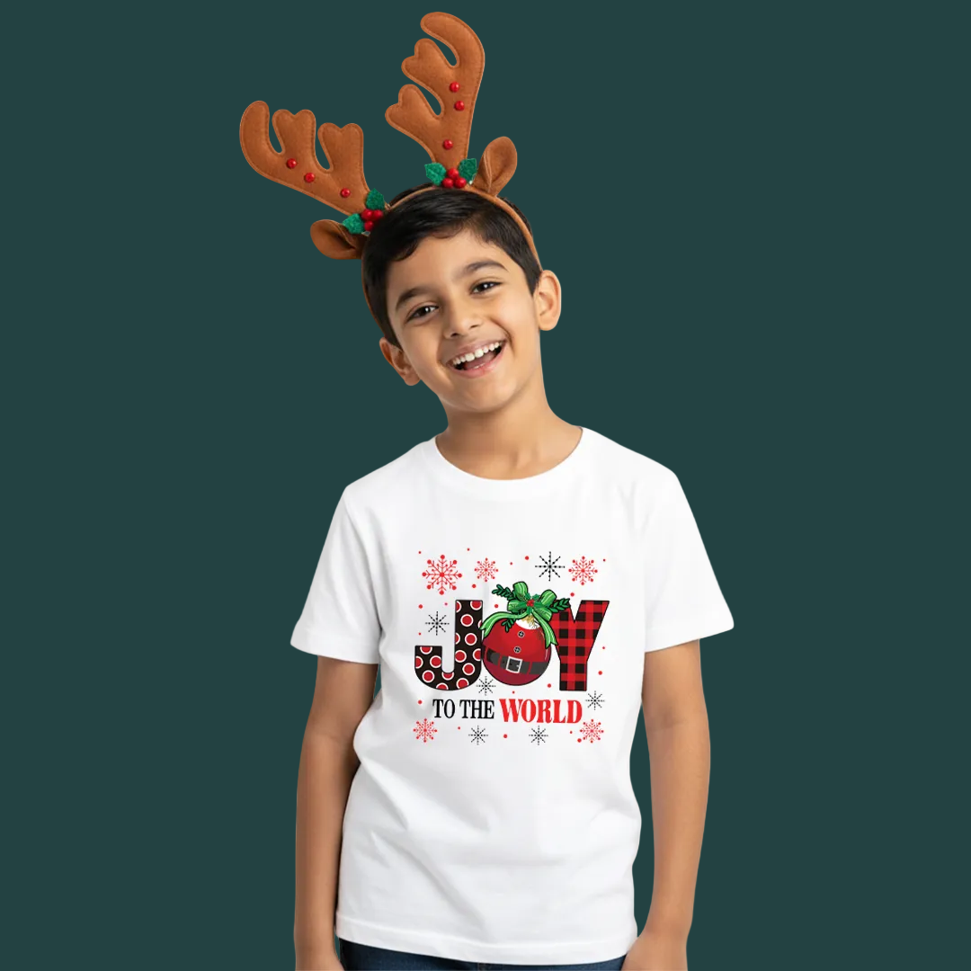 Kids' Red 'Joy to the World' Christmas Graphic T-Shirt